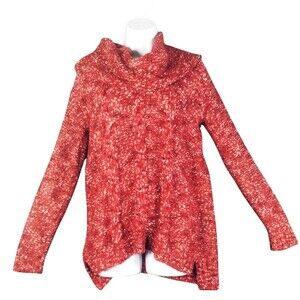 Kensie Sweater Women's M Long Sleeve Cowl Cable Slouchy Stretchy Knit Red Black